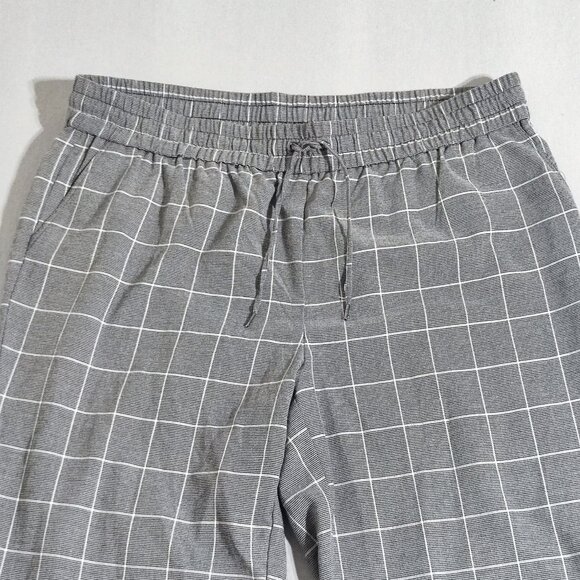 Anne Klein elastic waist pull on pants women's size XL grey chequered baggy - Picture 2 of 14